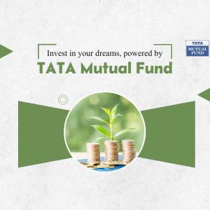 Tata Mutual Fund investment advertisement with a plant growing from coins.