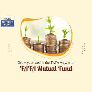Image depicting growth of wealth with Tata Mutual Fund, showing coins stacked with plants growing from them.