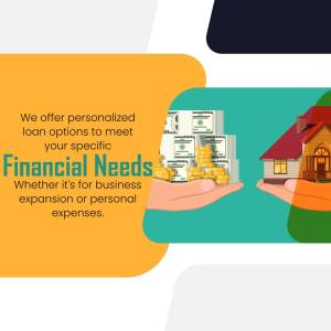 Image depicting financial solutions with money, a house, and a hand offering assistance.