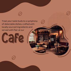 Interior view of a warmly lit cafe with wooden furniture and a welcoming atmosphere.
