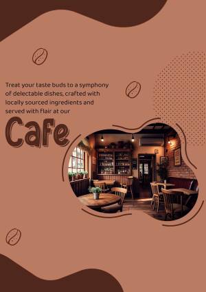 Cafe interior with text promoting locally sourced ingredients