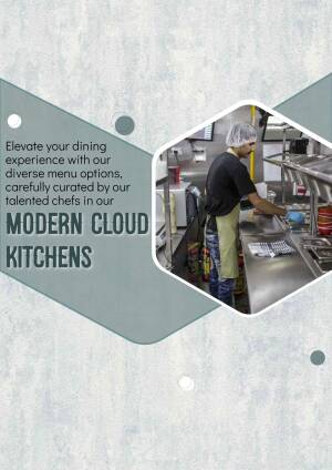 Chef working in a modern cloud kitchen preparing food.
