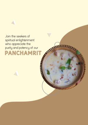 A bowl of Panchamrit, a sacred Hindu offering, with a spiritual background.