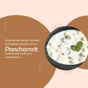 Close-up of Panchamrit dessert in a black bowl with mint garnish on a brown background.