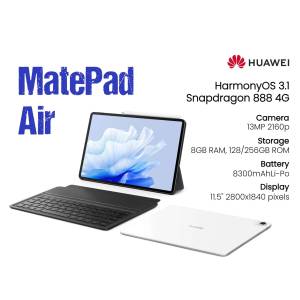 Huawei MatePad Air tablet with keyboard and specifications