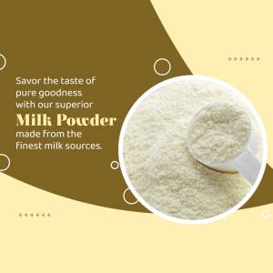 Close-up of milk powder in a bowl with a spoon