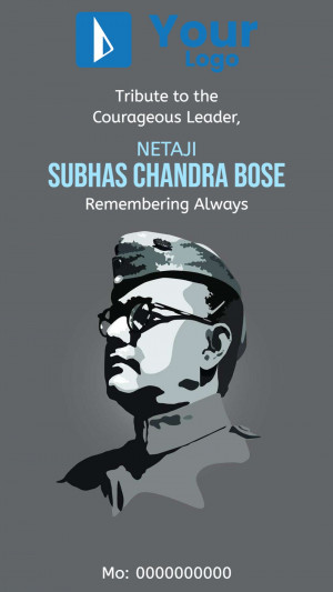 Portrait of Subhas Chandra Bose, a courageous leader