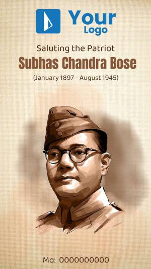 Subhas Chandra Bose - A Patriotic Tribute Poster For LinkedIn
