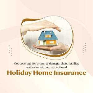 Hands cradling a house with text promoting holiday home insurance