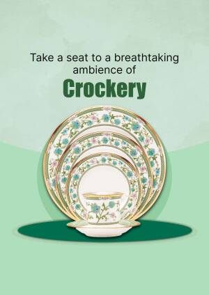 Stack of elegant floral patterned crockery on a mint green background
