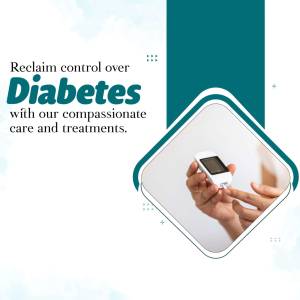 Image depicting a hand using a blood glucose meter with text promoting diabetes treatment.