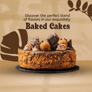 Close-up of a decadent chocolate baked cake with chocolate pieces and truffles.