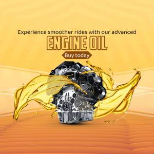 Engine oil splash with engine block and text promoting smoother rides