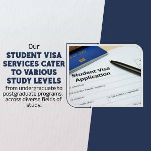 Image depicting a student visa application with a passport, promoting student visa services.