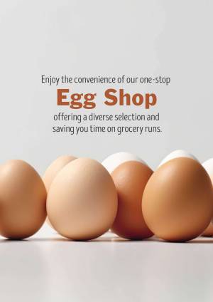 A promotional image for Egg Shop, featuring a row of eggs and text highlighting convenience.