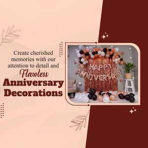 Anniversary decoration setup with balloons and banner
