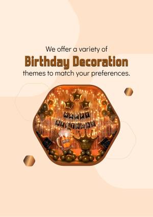 Image showcasing a birthday decoration setup with balloons, lights, and a birthday beer mug.