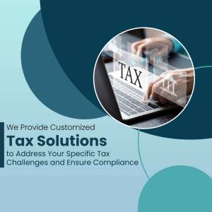 Laptop with tax form and house icon, representing tax solutions
