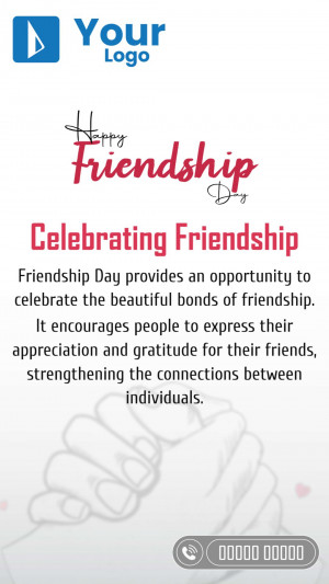 Friendship Day greeting with hands holding and text