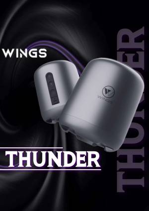 Wings Thunder wireless earbuds in a promotional image