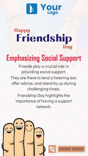Friendship Day graphic with hands and fingers representing friends, emphasizing social support.