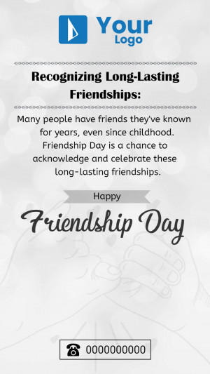Friendship Day graphic with hands and a phone number.