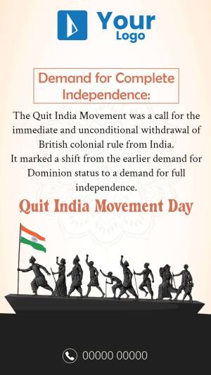 Image depicting the Quit India Movement with Indian flag and protestors.
