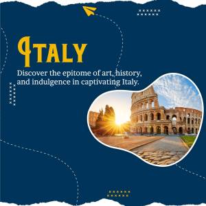 Image promoting travel to Italy with the Colosseum in the background.