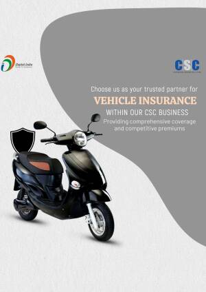 Vehicle insurance advertisement featuring a black scooter and a shield.