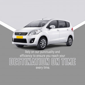 White Suzuki Ertiga car with promotional text