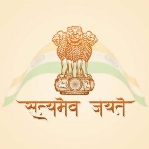 The National Emblem of India featuring the Lion Capital of Ashoka and the motto 'Satyameva Jayate'