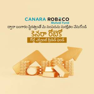 Canara Robeco Mutual Fund advertisement with gold coins and an upward arrow.