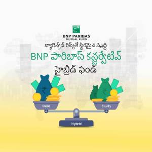 Image depicting a balanced investment portfolio with Debt, Equity, and Hybrid options from BNP Paribas Mutual Fund.
