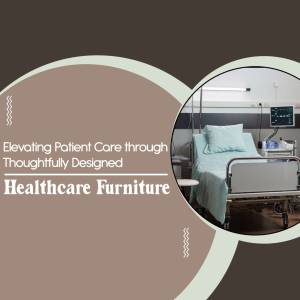 Hospital bed with medical equipment and a focus on healthcare furniture design.