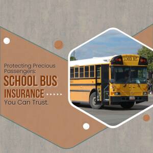 Image of a school bus with text promoting school bus insurance.