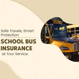 Yellow school bus with text promoting school bus insurance