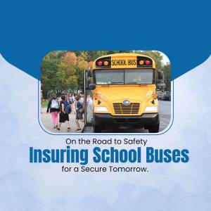 Yellow school bus with students boarding, promoting school bus insurance.