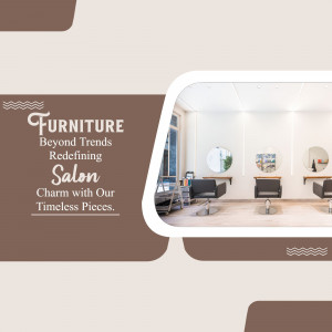 Salon interior with modern furniture and a brown and white color scheme.