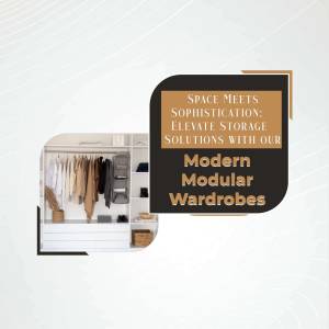 Image of a modern white modular wardrobe with clothes and accessories inside.
