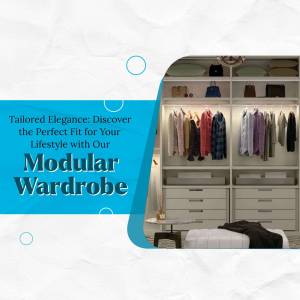 Modern modular wardrobe with clothing and accessories