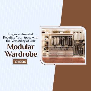 Modern white modular wardrobe with clothing and accessories