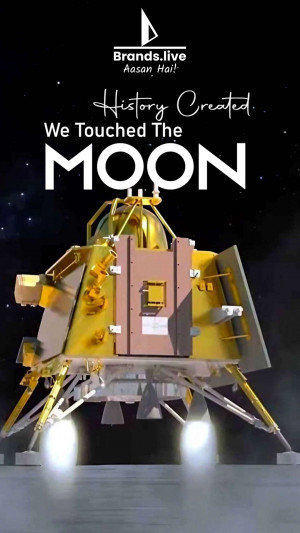 Illustration of the Chandrayaan-3 lunar lander on the moon's surface