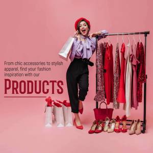 Woman with shopping bags and clothing rack