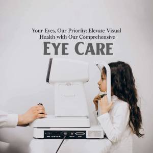 A young girl undergoing an eye exam with a modern eye testing machine.