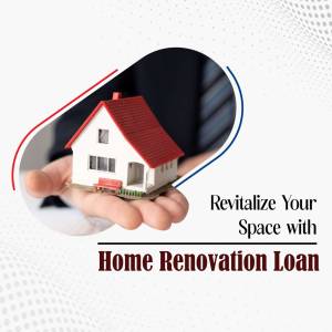A hand holding a miniature house with text promoting a home renovation loan.