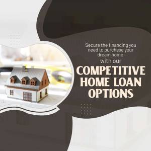 Image depicting a house model with text promoting competitive home loan options.