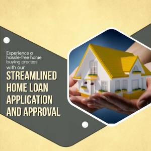 Hands holding a house model with text promoting streamlined home loan application