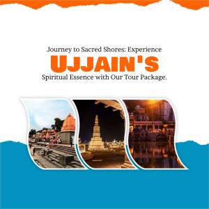 Promotional image for a Ujjain tour package featuring temples and ghats.