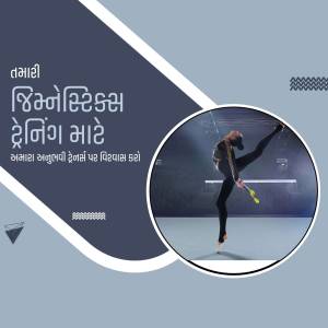 A promotional image for gymnastics training with a gymnast in action.