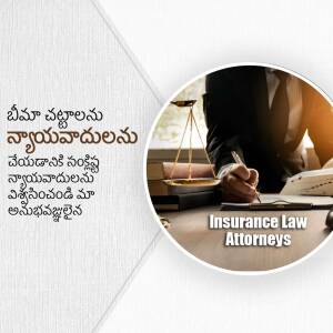 Image depicting a lawyer with scales of justice and legal documents, promoting insurance law services.
